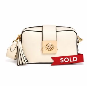 Valentino By Mario Valentino Cream Crossbody Bag with Gold Accents